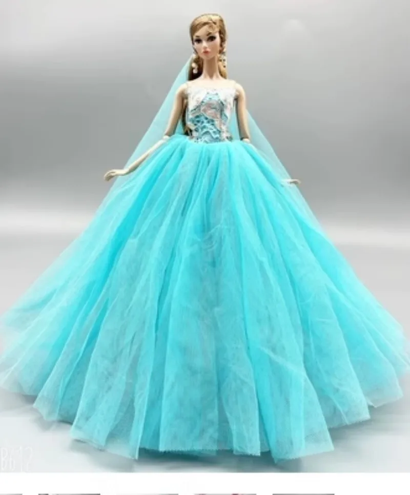 Doll Sequined Luxury Dresses Formal Wear Tutu Dress For 29CM Princess 1/6 Doll Bridal Tulle Candy Color Wedding Dresses Clothing