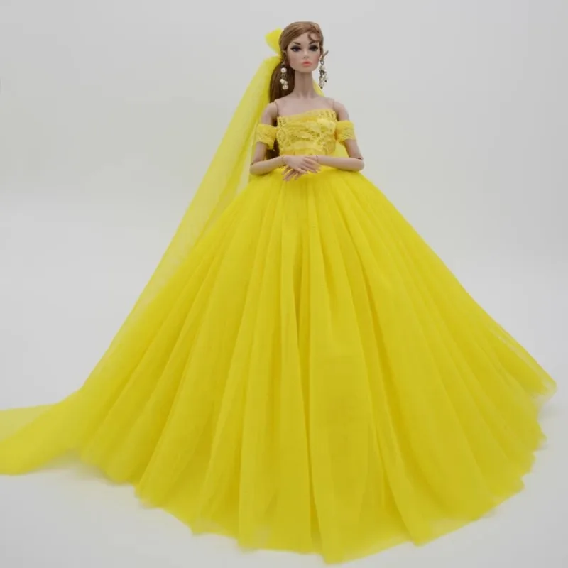Doll Sequined Luxury Dresses Formal Wear Tutu Dress For 29CM Princess 1/6 Doll Bridal Tulle Candy Color Wedding Dresses Clothing