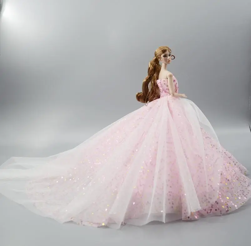 Doll Sequined Luxury Dresses Formal Wear Tutu Dress For 29CM Princess 1/6 Doll Bridal Tulle Candy Color Wedding Dresses Clothing