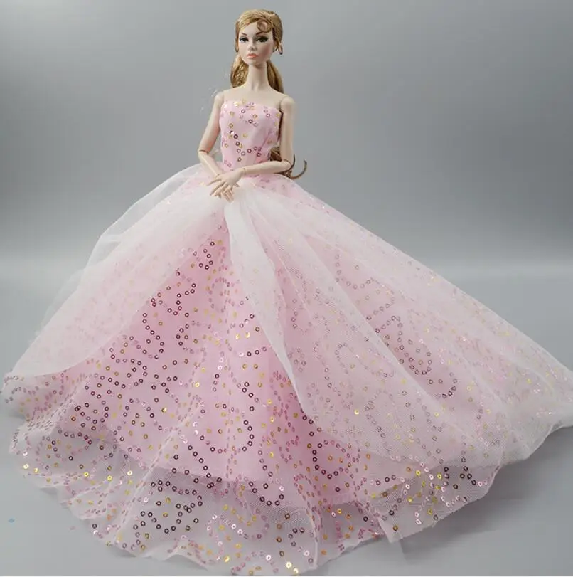 Doll Sequined Luxury Dresses Formal Wear Tutu Dress For 29CM Princess 1/6 Doll Bridal Tulle Candy Color Wedding Dresses Clothing