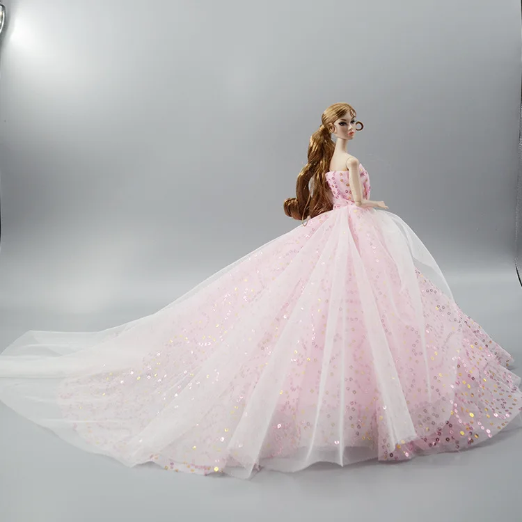 Doll Sequined Luxury Dresses Formal Wear Tutu Dress For 29CM Princess 1/6 Doll Bridal Tulle Candy Color Wedding Dresses Clothing