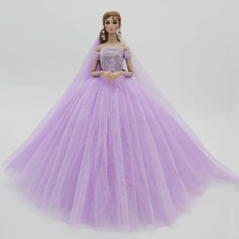 Doll Sequined Luxury Dresses Formal Wear Tutu Dress For 29CM Princess 1/6 Doll Bridal Tulle Candy Color Wedding Dresses Clothing