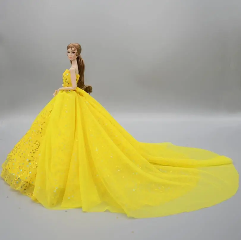 Doll Sequined Luxury Dresses Formal Wear Tutu Dress For 29CM Princess 1/6 Doll Bridal Tulle Candy Color Wedding Dresses Clothing