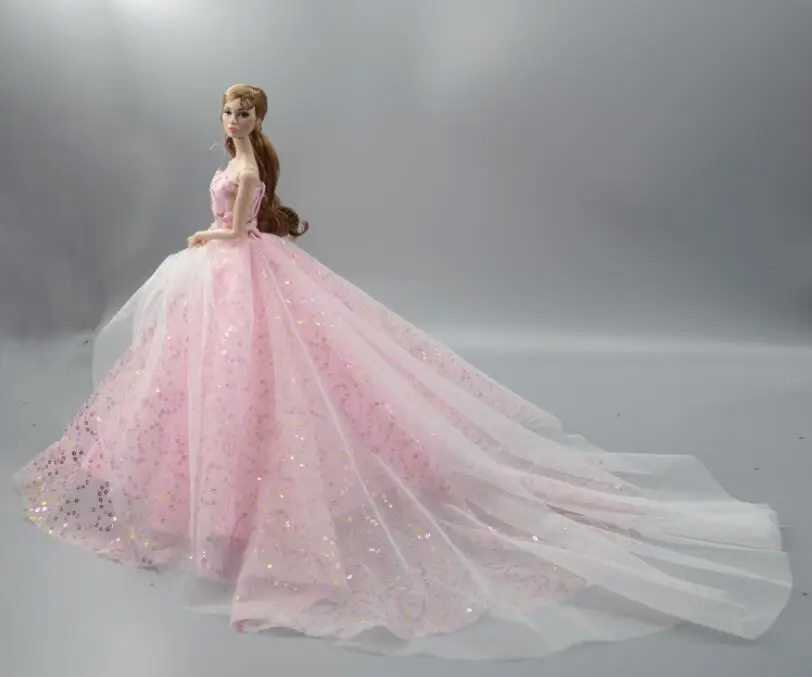Doll Sequined Luxury Dresses Formal Wear Tutu Dress For 29CM Princess 1/6 Doll Bridal Tulle Candy Color Wedding Dresses Clothing