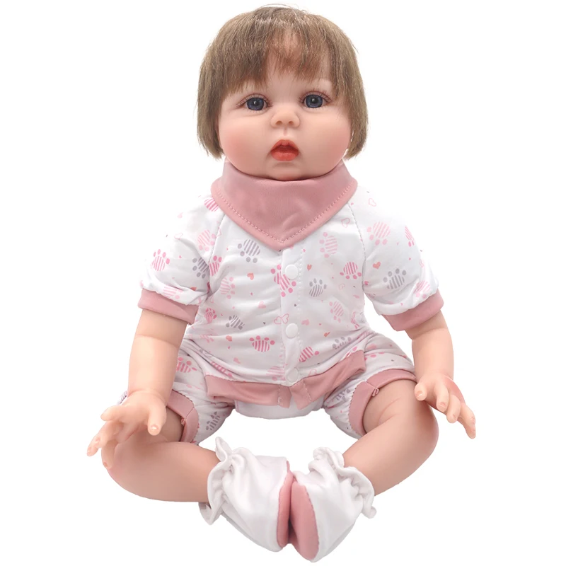 55cm Reborn Baby Doll Clothes Pink Cardigan Dress Cap 22" Doll Dress Skirt Toys Outfit