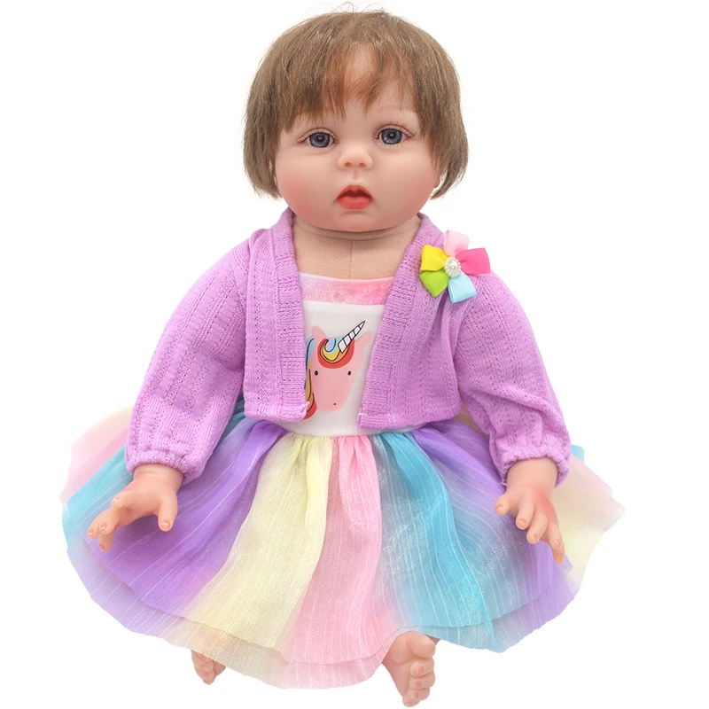 55cm Reborn Baby Doll Clothes Pink Cardigan Dress Cap 22" Doll Dress Skirt Toys Outfit