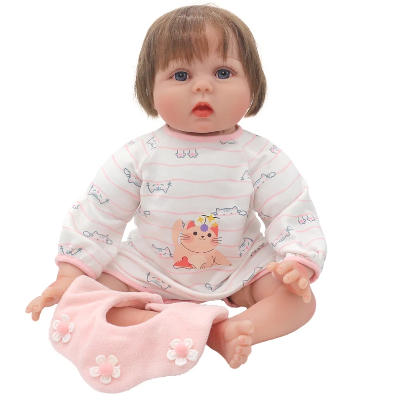 55cm Reborn Baby Doll Clothes Pink Cardigan Dress Cap 22" Doll Dress Skirt Toys Outfit