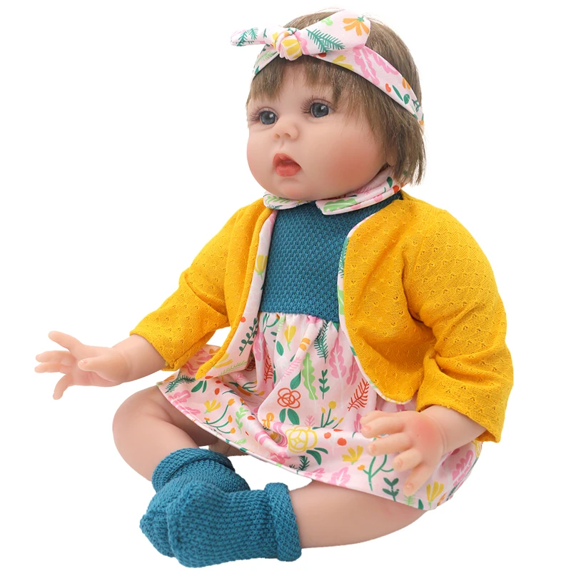 55cm Reborn Baby Doll Clothes Pink Cardigan Dress Cap 22" Doll Dress Skirt Toys Outfit