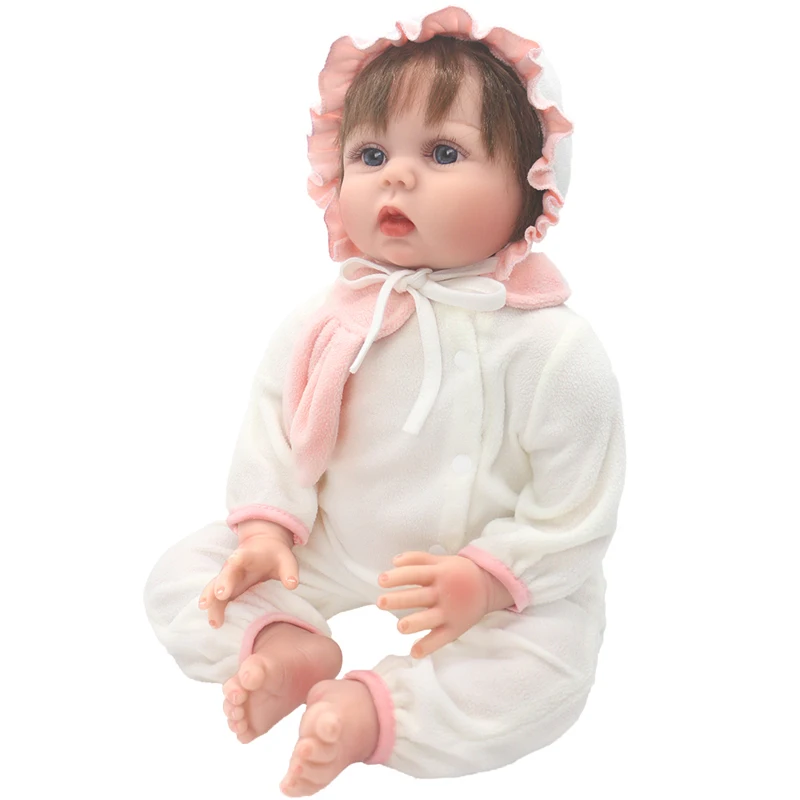 55cm Reborn Baby Doll Clothes Pink Cardigan Dress Cap 22" Doll Dress Skirt Toys Outfit