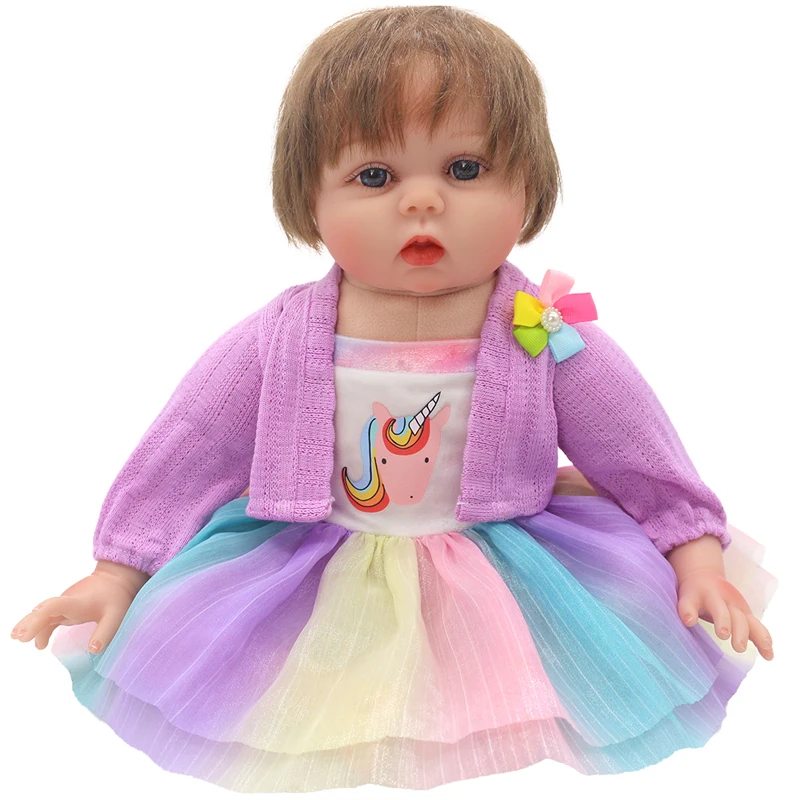 55cm Reborn Baby Doll Clothes Pink Cardigan Dress Cap 22" Doll Dress Skirt Toys Outfit
