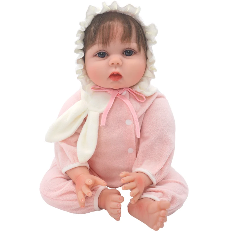 55cm Reborn Baby Doll Clothes Pink Cardigan Dress Cap 22" Doll Dress Skirt Toys Outfit