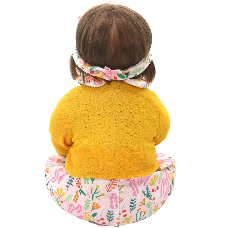55cm Reborn Baby Doll Clothes Pink Cardigan Dress Cap 22" Doll Dress Skirt Toys Outfit
