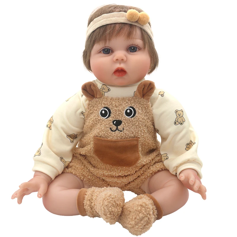 55cm Reborn Baby Doll Clothes Pink Cardigan Dress Cap 22" Doll Dress Skirt Toys Outfit