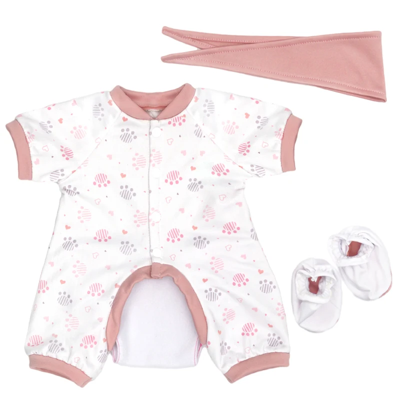 55cm Reborn Baby Doll Clothes Pink Cardigan Dress Cap 22" Doll Dress Skirt Toys Outfit