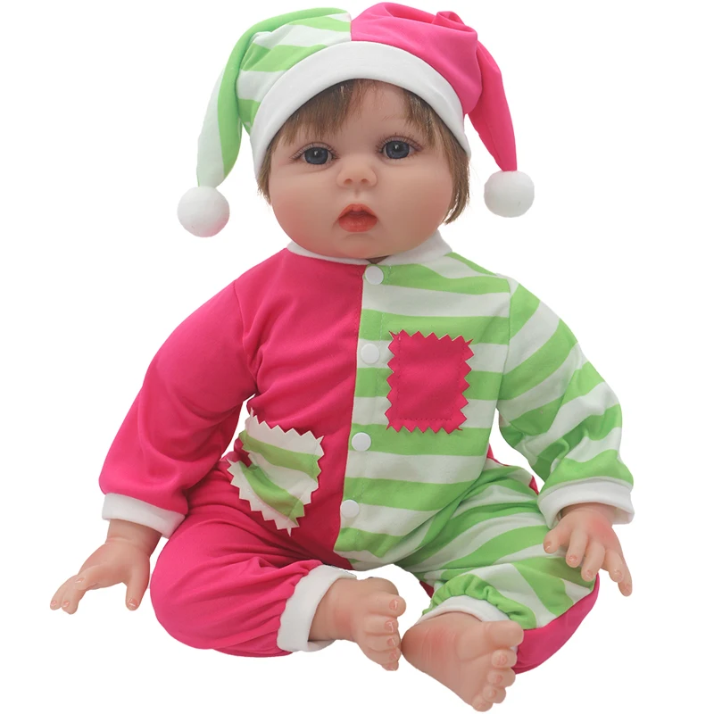 55cm Reborn Baby Doll Clothes Pink Cardigan Dress Cap 22" Doll Dress Skirt Toys Outfit