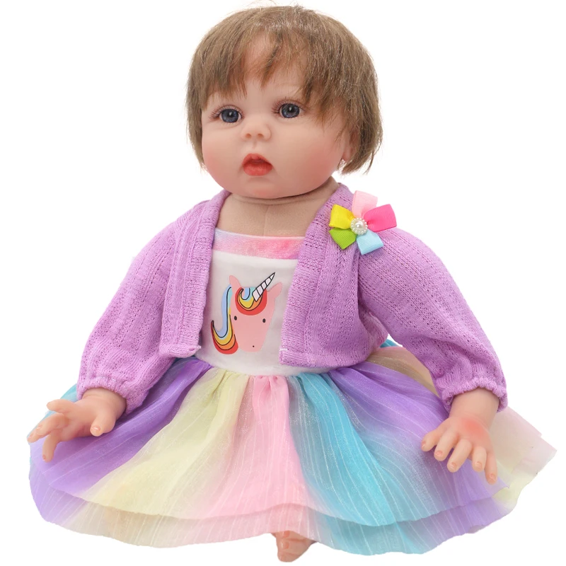 55cm Reborn Baby Doll Clothes Pink Cardigan Dress Cap 22" Doll Dress Skirt Toys Outfit