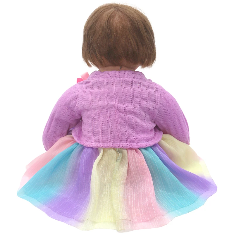 55cm Reborn Baby Doll Clothes Pink Cardigan Dress Cap 22" Doll Dress Skirt Toys Outfit