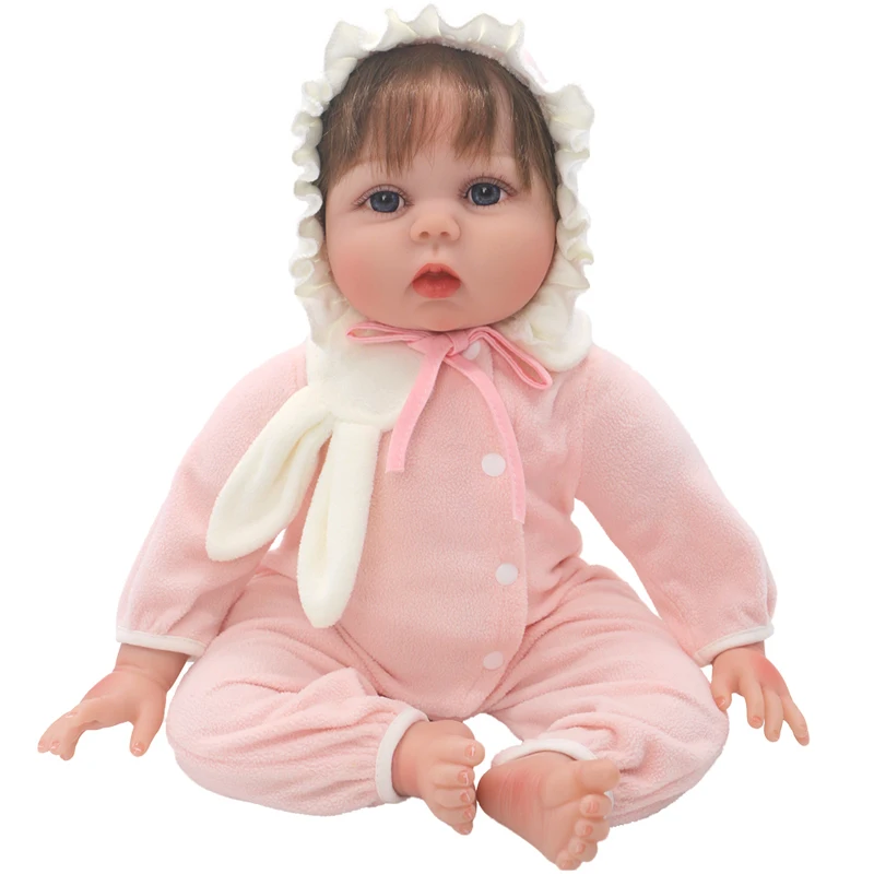 55cm Reborn Baby Doll Clothes Pink Cardigan Dress Cap 22" Doll Dress Skirt Toys Outfit