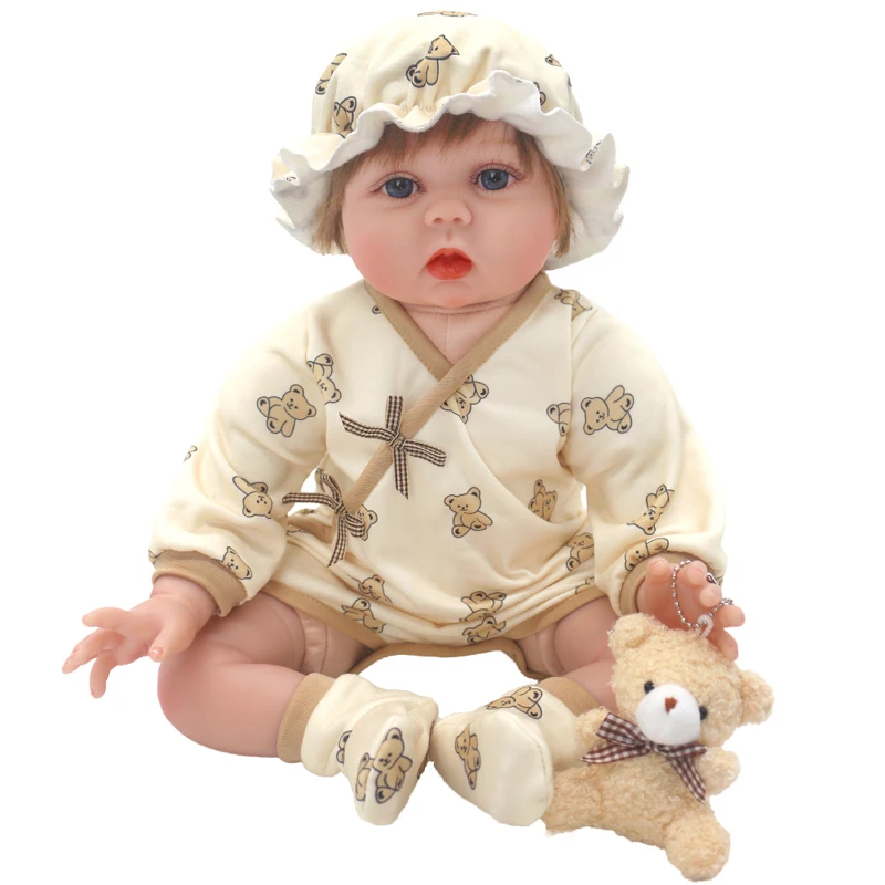 55cm Reborn Baby Doll Clothes Pink Cardigan Dress Cap 22" Doll Dress Skirt Toys Outfit