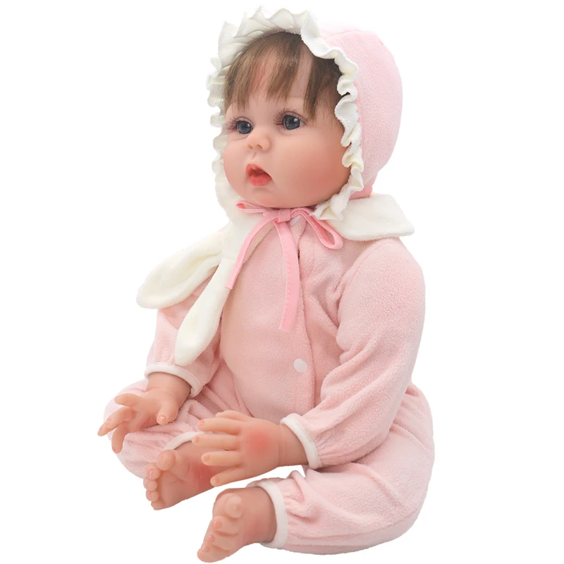 55cm Reborn Baby Doll Clothes Pink Cardigan Dress Cap 22" Doll Dress Skirt Toys Outfit