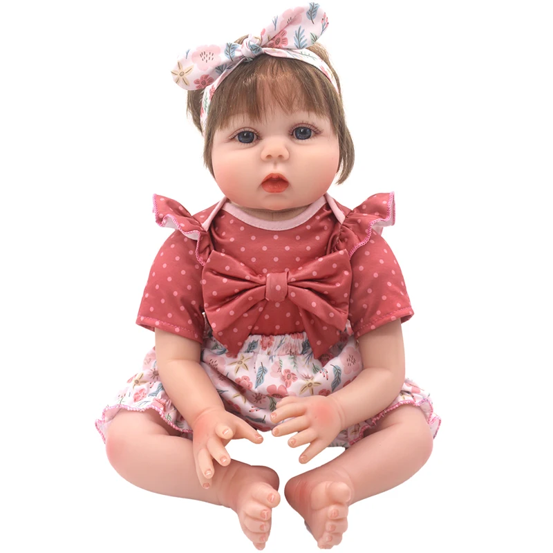 55cm Reborn Baby Doll Clothes Pink Cardigan Dress Cap 22" Doll Dress Skirt Toys Outfit