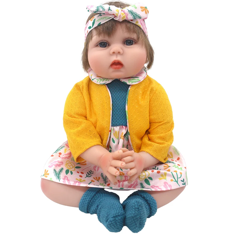 55cm Reborn Baby Doll Clothes Pink Cardigan Dress Cap 22" Doll Dress Skirt Toys Outfit