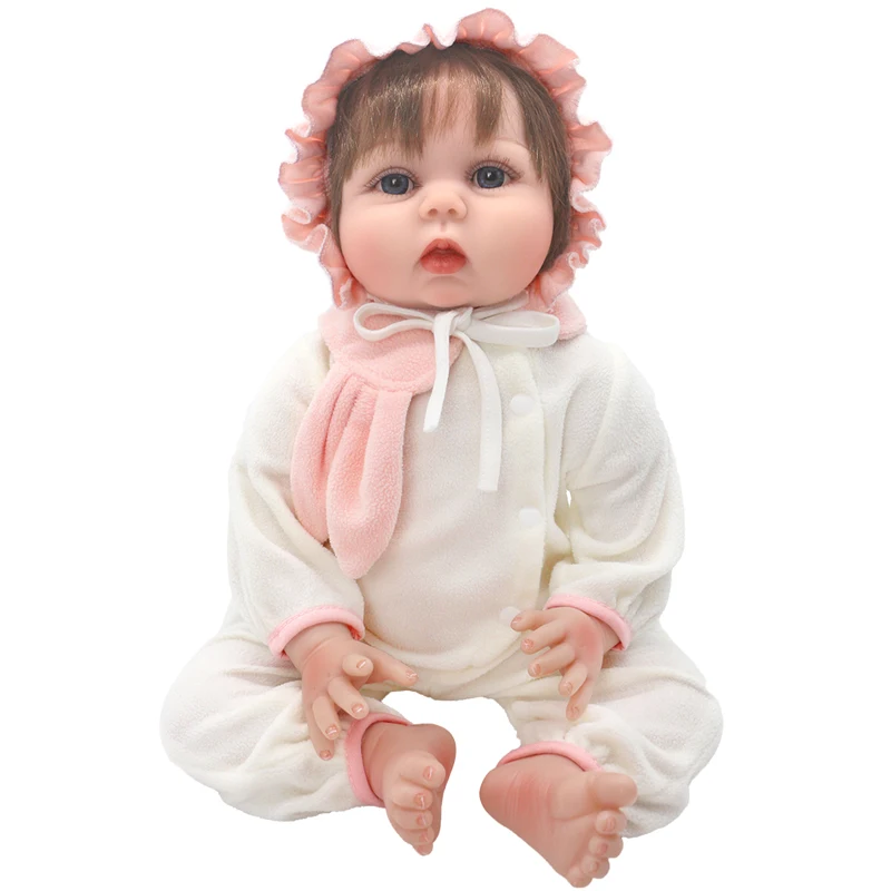 55cm Reborn Baby Doll Clothes Pink Cardigan Dress Cap 22" Doll Dress Skirt Toys Outfit
