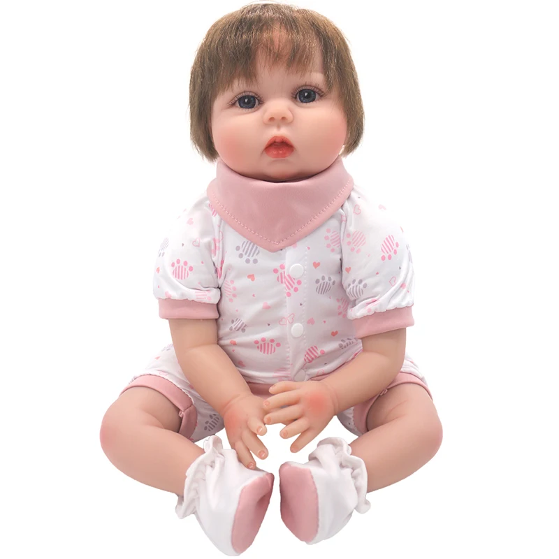55cm Reborn Baby Doll Clothes Pink Cardigan Dress Cap 22" Doll Dress Skirt Toys Outfit
