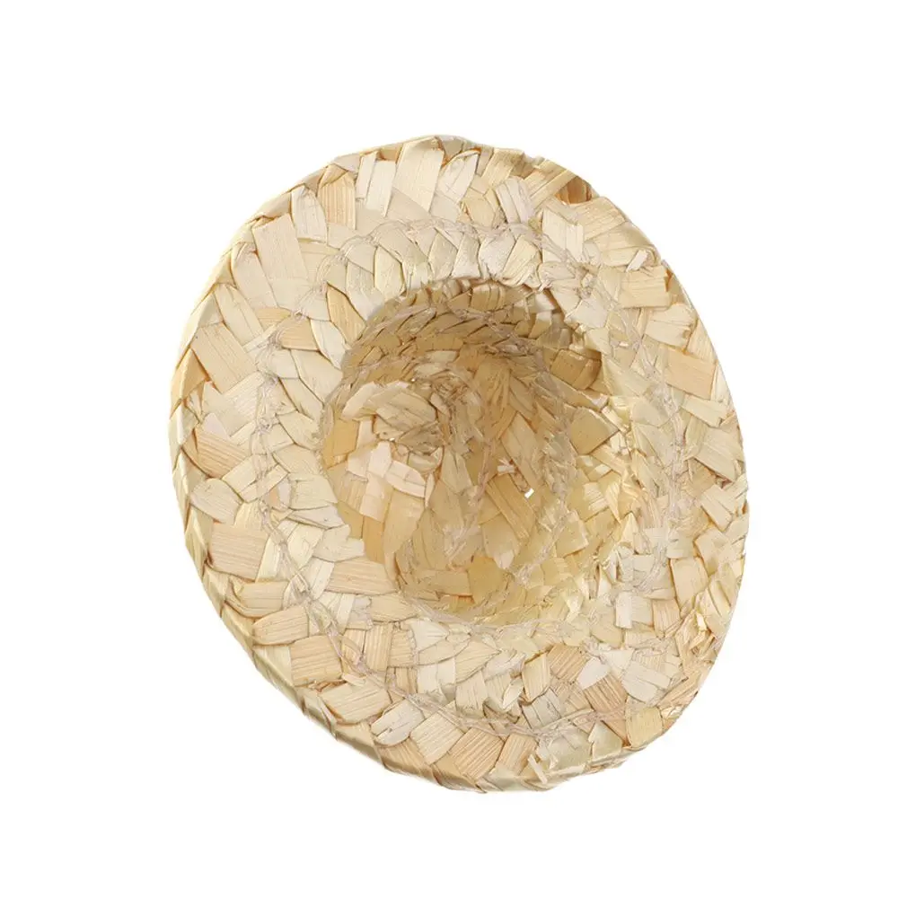 Woven Miniature Straw Hat Mini Doll Hat Doll House Ornament Hand Weaved Dollhouse Accessories DIY Decoration Doll Caps