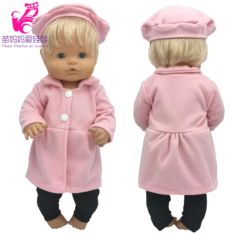 16 Inch Baby Doll Winter Dress with Hat for 38cm Nenuco Doll Clothes Ropa Y Su Hermanita Doll Red Fleece Dress