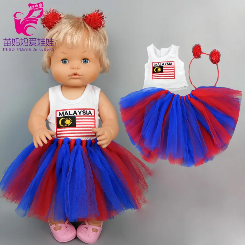 16 Inch Baby Doll Winter Dress with Hat for 38cm Nenuco Doll Clothes Ropa Y Su Hermanita Doll Red Fleece Dress