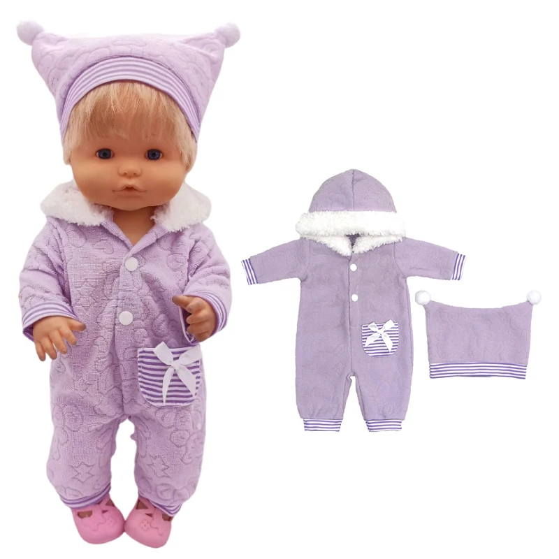 16 Inch Baby Doll Winter Dress with Hat for 38cm Nenuco Doll Clothes Ropa Y Su Hermanita Doll Red Fleece Dress