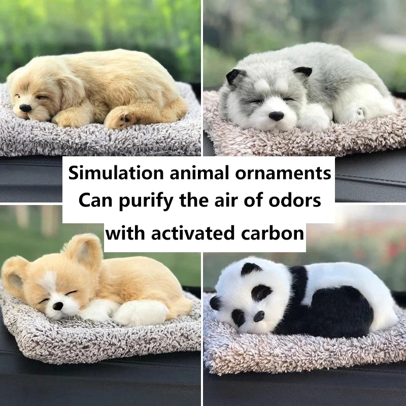 Simulation Puppy Doll Toys Car Ornament Realistic Sleeping Dog Plush Doll Pad Activated Charcoal Homes Doll Decoration Accessory