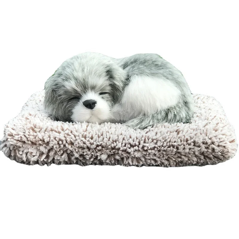 Simulation Puppy Doll Toys Car Ornament Realistic Sleeping Dog Plush Doll Pad Activated Charcoal Homes Doll Decoration Accessory