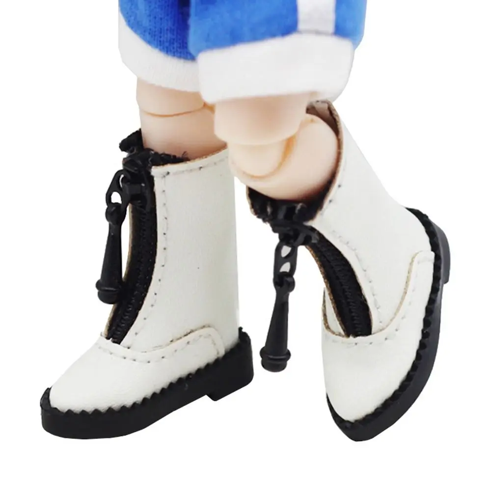 Obitsu11 Shoes Fashion Leather Boots Spike Toe Handmade Cowhide Dolls Shoes for 1/11 OB11 GSCbody9 Dolls Accessories Kids Toys