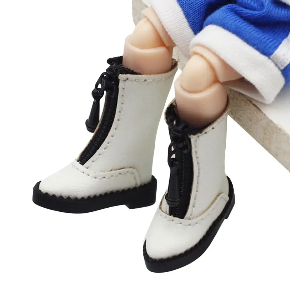 Obitsu11 Shoes Fashion Leather Boots Spike Toe Handmade Cowhide Dolls Shoes for 1/11 OB11 GSCbody9 Dolls Accessories Kids Toys