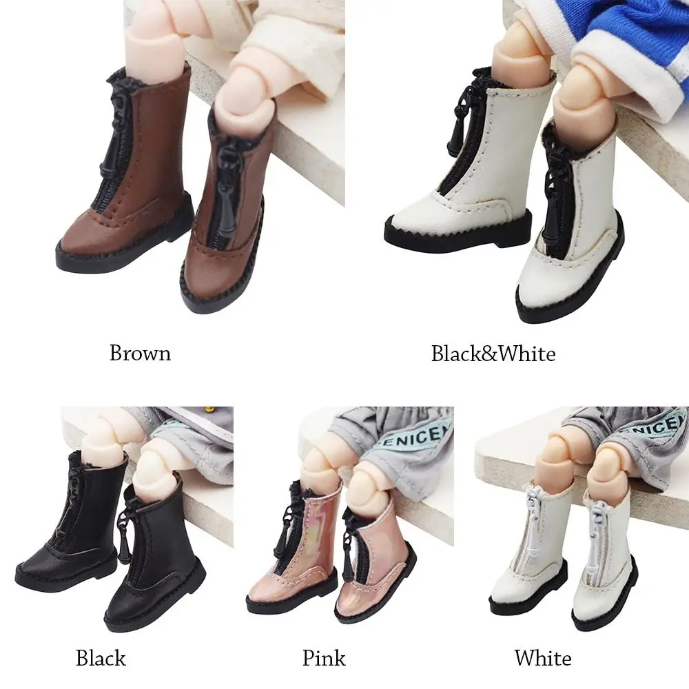 Obitsu11 Shoes Fashion Leather Boots Spike Toe Handmade Cowhide Dolls Shoes for 1/11 OB11 GSCbody9 Dolls Accessories Kids Toys