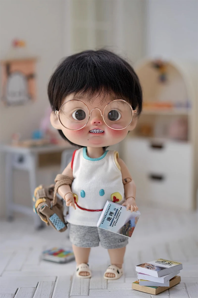 BJD Wig Qbaby Big Head Doll Hair Meng dian dian Soft Hair Cute Brown Short Hair Doll Accessories