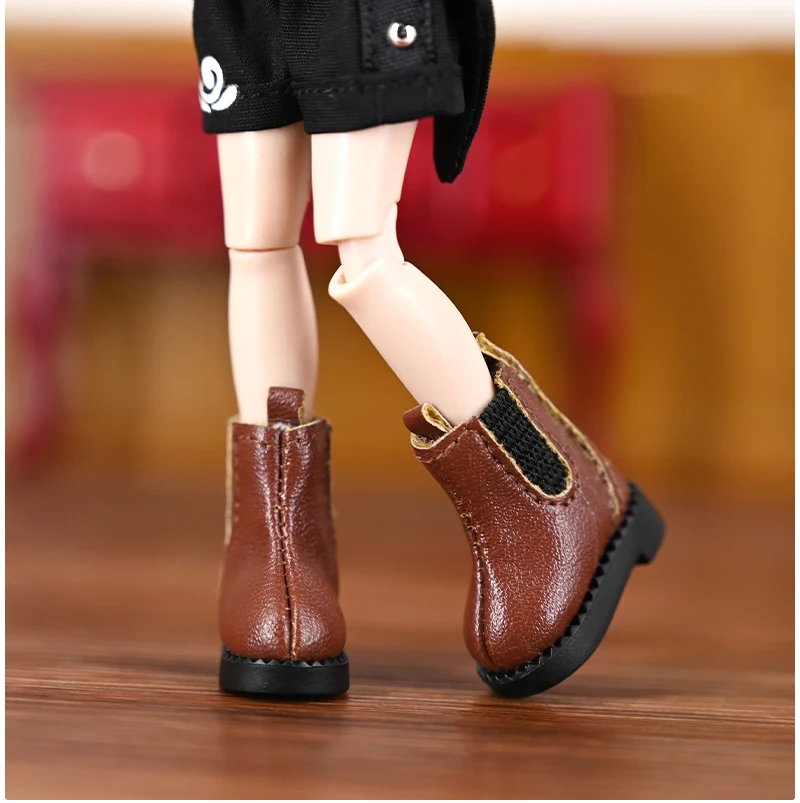 Ob11 Doll High Top Shoes 1/12 Inch Leather Shoes Boots Handmade For Gsc Body9 Ymy Hand Hook Doll