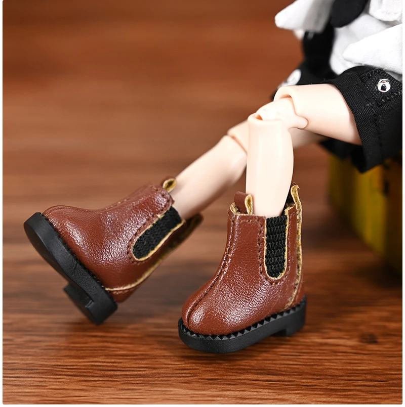 Ob11 Doll High Top Shoes 1/12 Inch Leather Shoes Boots Handmade For Gsc Body9 Ymy Hand Hook Doll