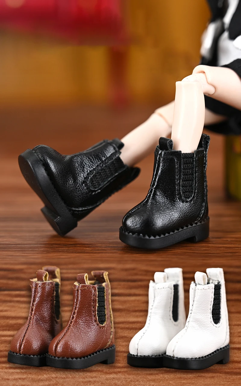 Ob11 Doll High Top Shoes 1/12 Inch Leather Shoes Boots Handmade For Gsc Body9 Ymy Hand Hook Doll