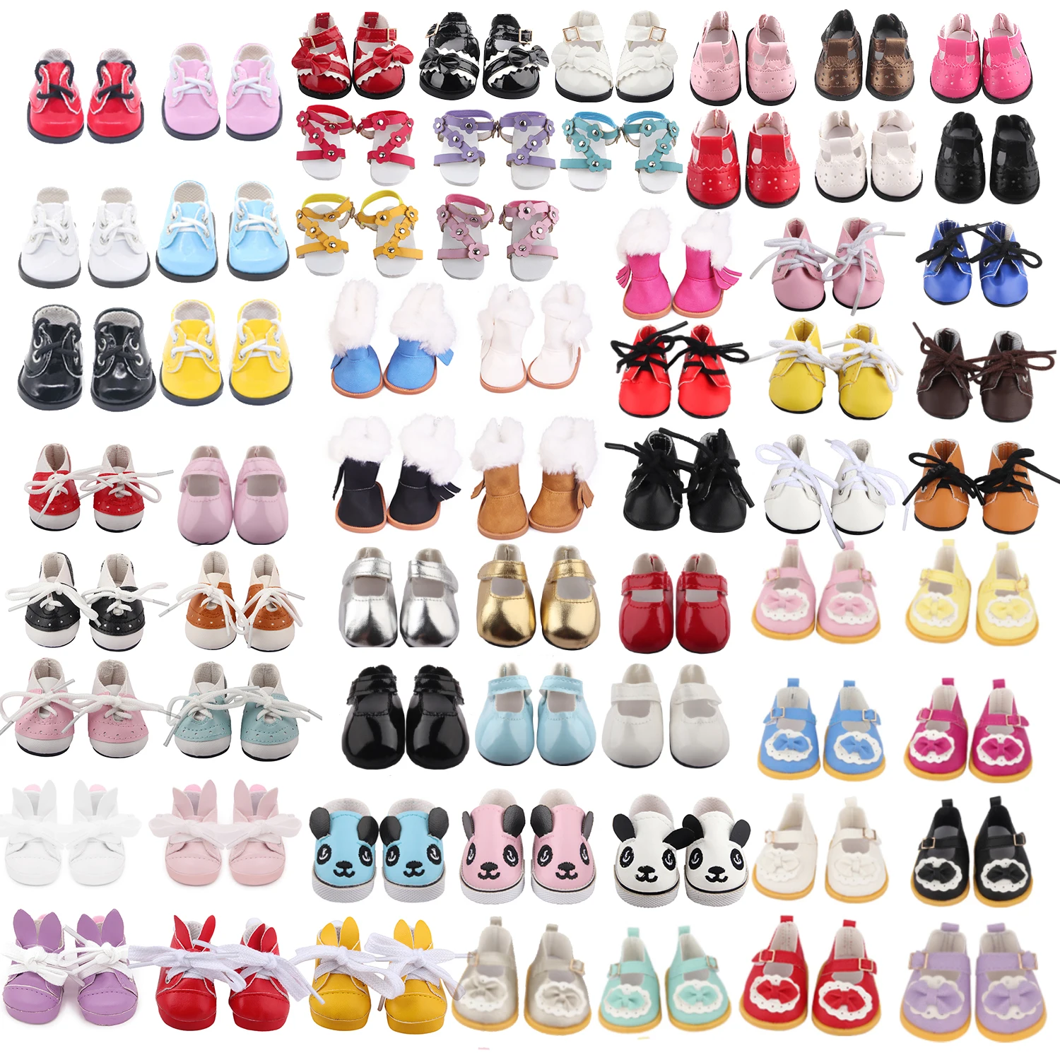 5cm PU Leather Doll Shoes Rabbit Bow,Flower Shoes Sandal Sneakers Boots For 14inch American doll,EXO,Cotton Doll,Nancy,Dolls Toy