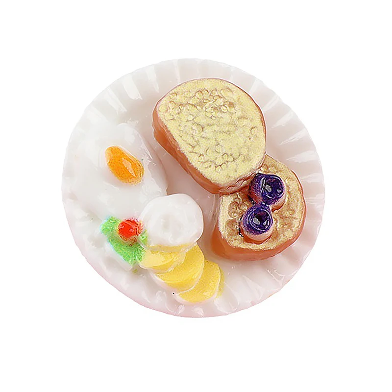 6pcs Dollhouse Kitchen Accessories Mini food toys props model 1:12 doll house accessories mini cake Dim sum tray supermarket toy