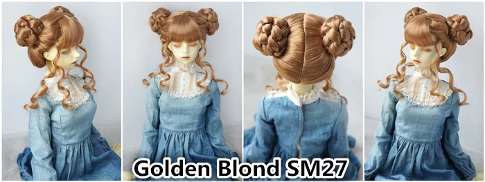 JD729 Newly Cute Twin Buns BJD Synthetic Mohair Wig For SD Blythes Doll Hair 1/3 Accessories