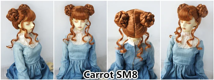 JD729 Newly Cute Twin Buns BJD Synthetic Mohair Wig For SD Blythes Doll Hair 1/3 Accessories