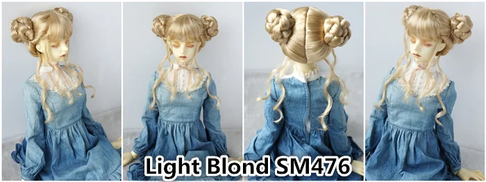 JD729 Newly Cute Twin Buns BJD Synthetic Mohair Wig For SD Blythes Doll Hair 1/3 Accessories