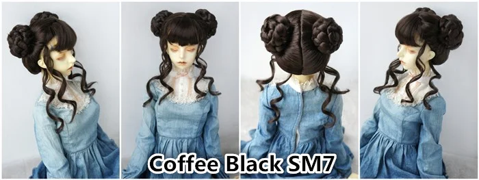 JD729 Newly Cute Twin Buns BJD Synthetic Mohair Wig For SD Blythes Doll Hair 1/3 Accessories