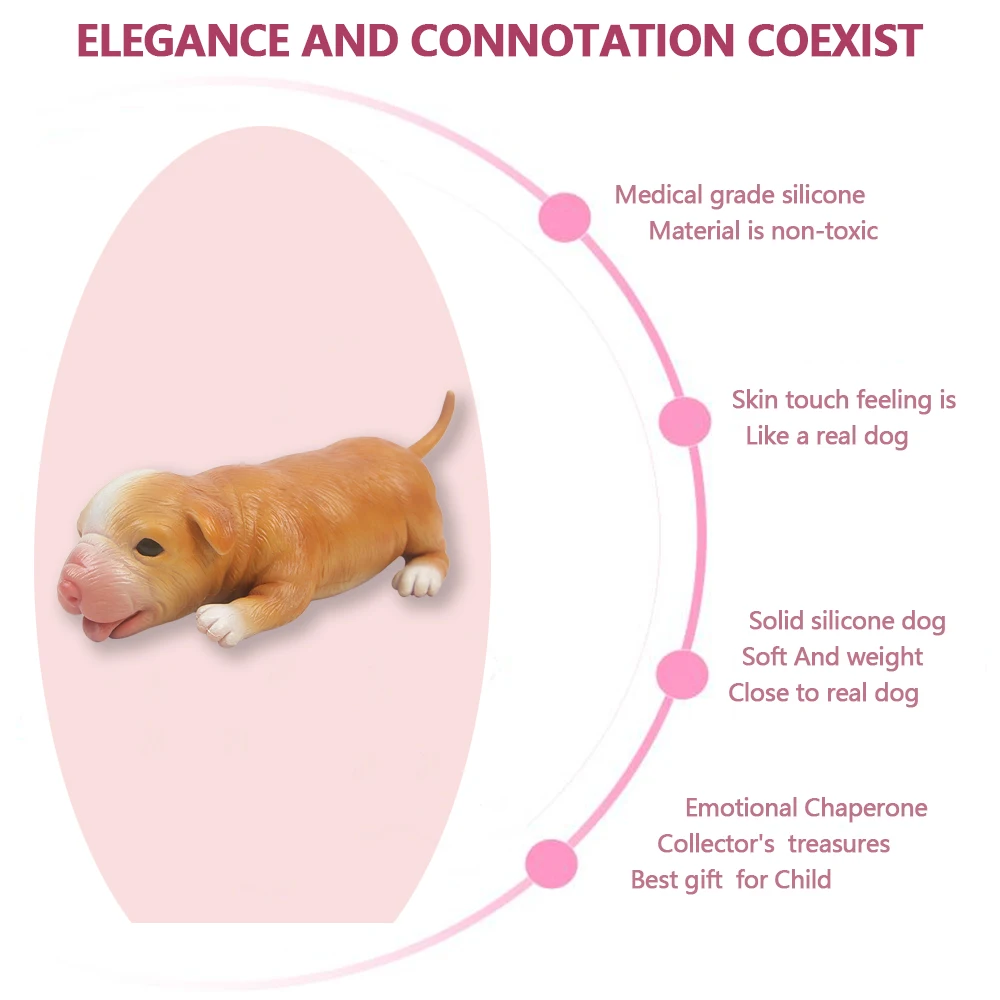 IVITA 18CM 100% Full Silicone Reborn Dog Doll with Eye Soft Silicone Realistic Collectible Art Toys for Children Christmas Gift