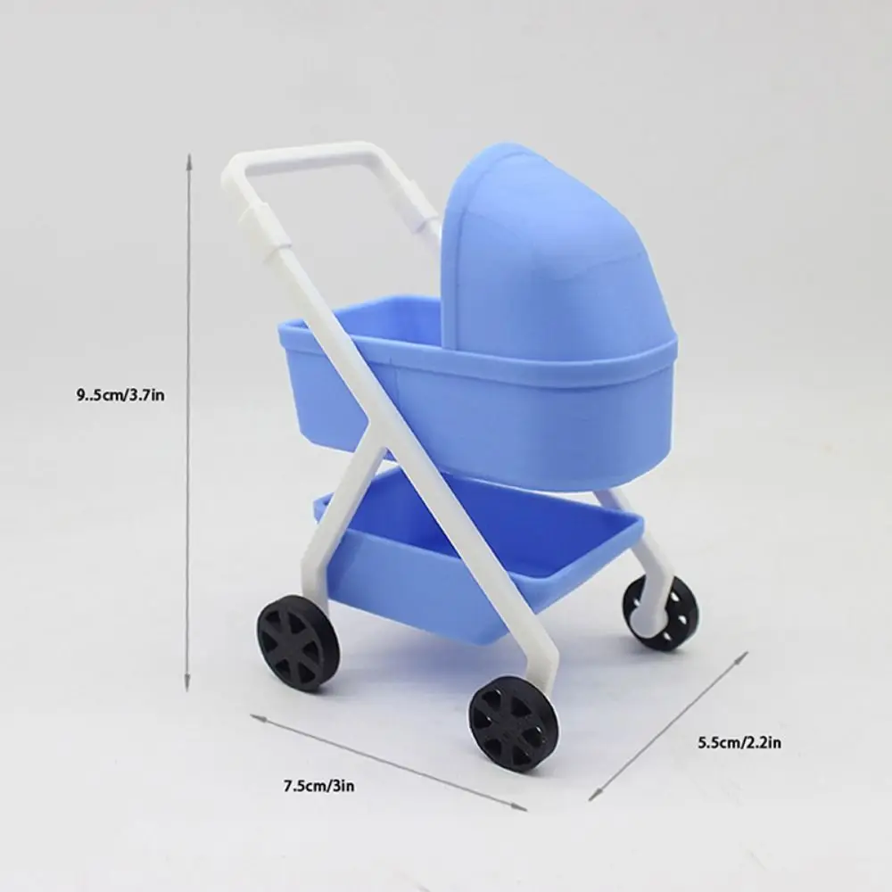 1:12 Baby Stroller Miniature Simulation Baby Bassinet Cart Micro Models DIY Scene Model Dollhouse Decor Doll House Accessories