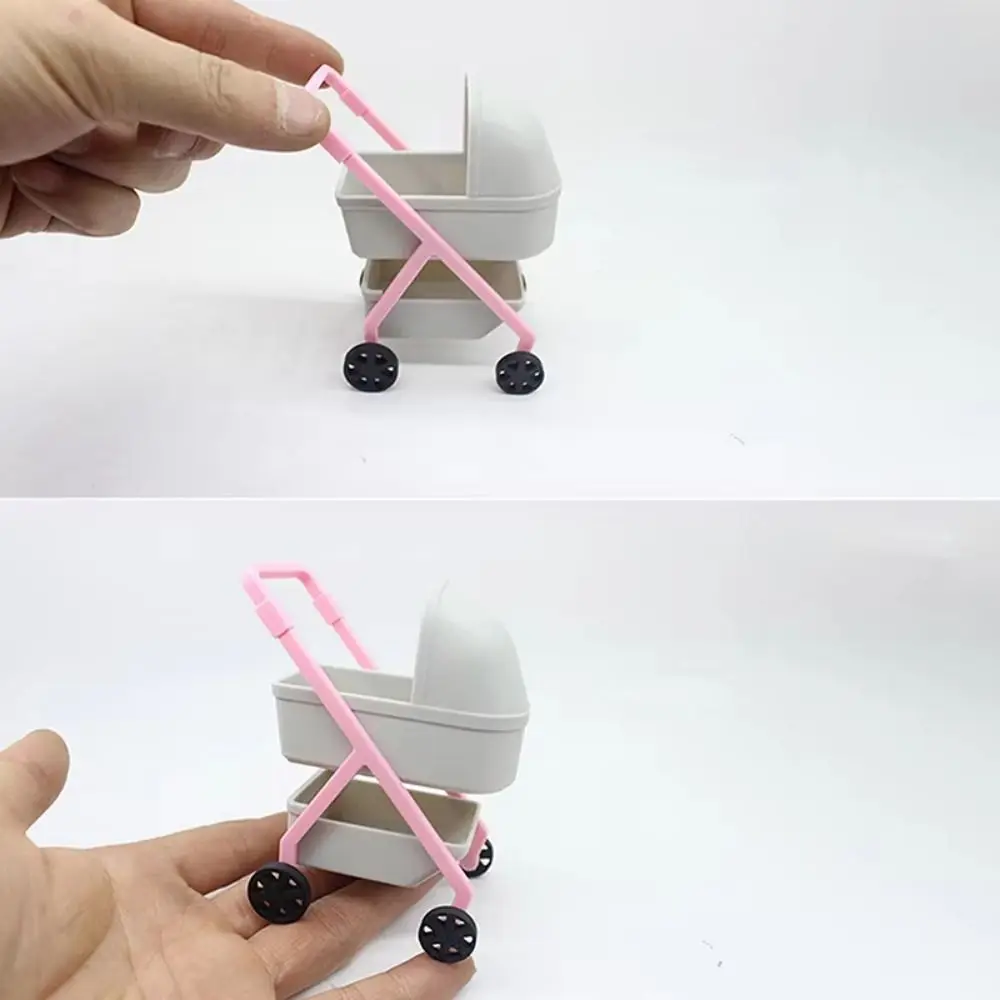 1:12 Baby Stroller Miniature Simulation Baby Bassinet Cart Micro Models DIY Scene Model Dollhouse Decor Doll House Accessories